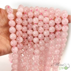 Quartz rose en perles rondes 8mm - fil complet