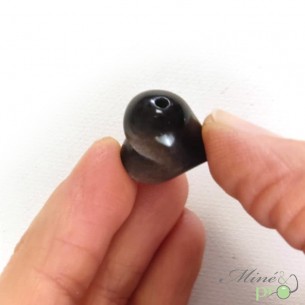 Coeur en Obsidienne argentée - percé