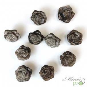 Rose en Obsidienne argentée - percé