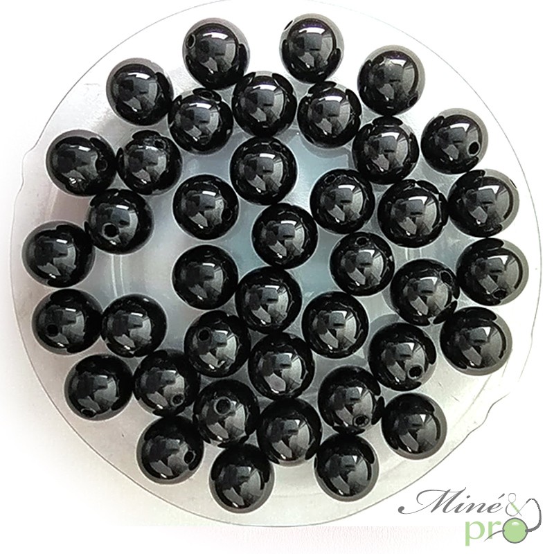 Spinelle noire en perles rondes 8mm - lot de 10 Spinelle noire en perles rondes 8mm - lot de 10