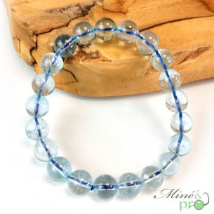 Bracelet Topaze bleue AA en perles 9mm