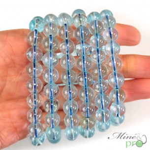Bracelet Topaze bleue AA en perles 9mm