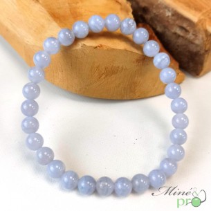 Bracelet en Calcédoine bleue A+ en perles 6mm