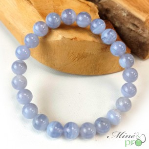 Bracelet en Calcédoine bleue A+ en perles 8mm