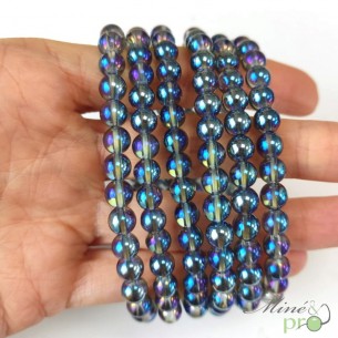 Bracelet en Quartz aqua aura bleu AA en perles 6mm