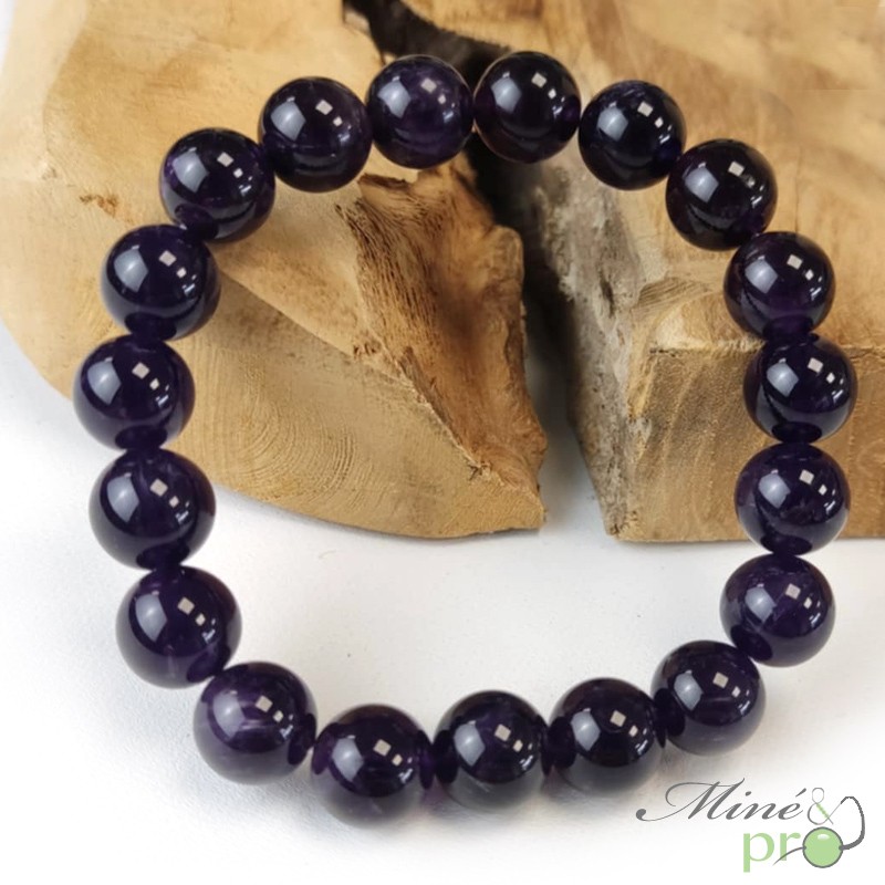 Bracelet Amethyste A+ en perles 10mm Bracelet Amethyste A+ en perles 10mm