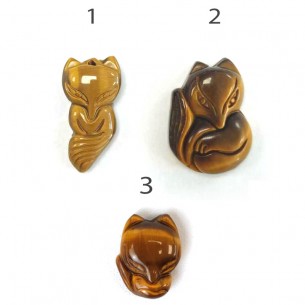 Renard en Oeil de tigre - percé - grossiste pendentifs en pierre naturelle