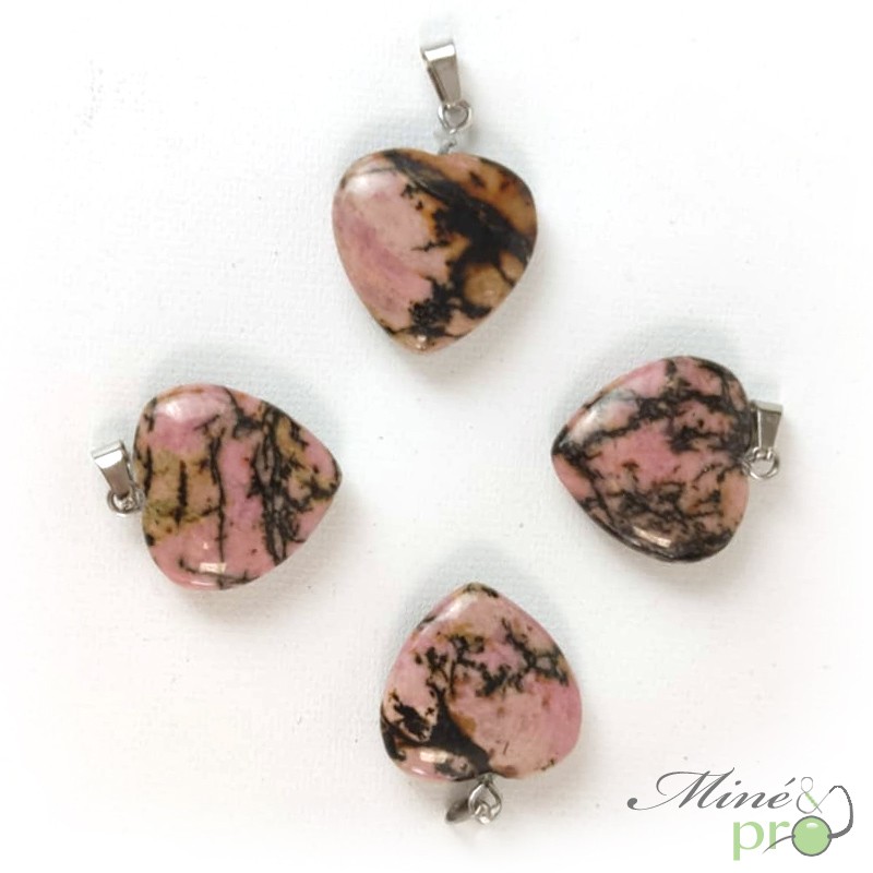 Rhodonite - pendentif en forme de coeur 2cm