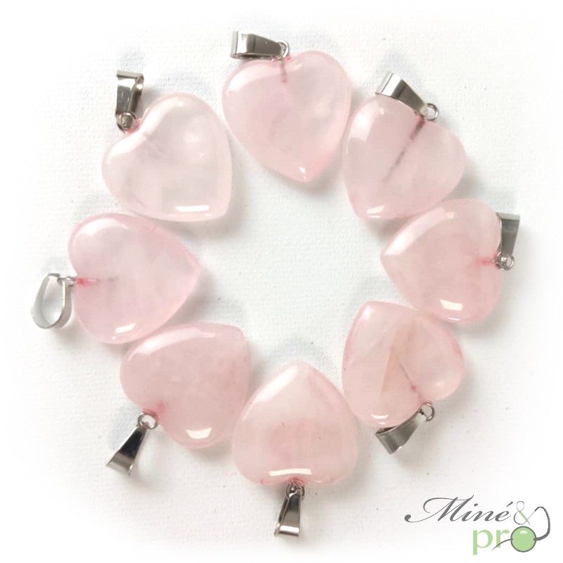 Quartz rose - pendentif en forme de coeur 2cm