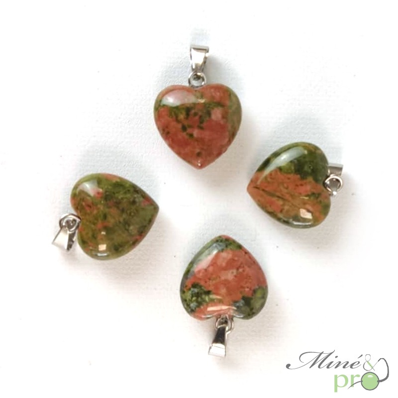 Unakite - pendentif en forme de coeur 1,5cm