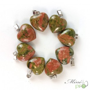 Unakite - pendentif en forme de coeur 1,5cm
