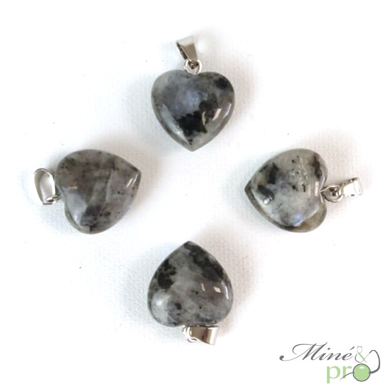 Larvikite - pendentif en forme de coeur 1,5cm