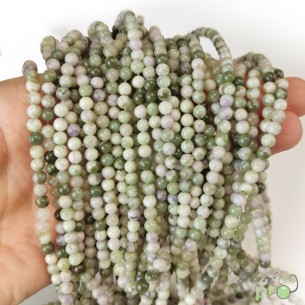 Jadeite vert-violet A en perles rondes 4mm - fil complet