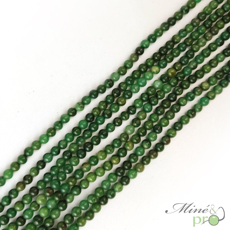 Jaspe vert A en perles rondes 4mm - fil complet