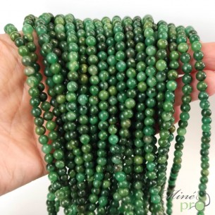 Jaspe vert A en perles rondes 4mm - fil complet