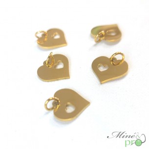 Coeur en acier inoxydable plaqué or 12mm - lot de 5
