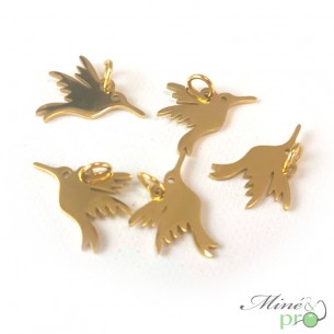 Colibri en acier inoxydable plaqué or 13mm - lot de 5