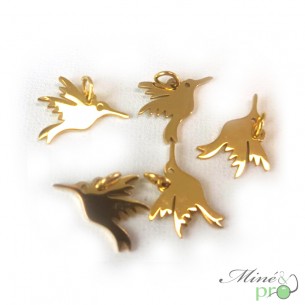Colibri en acier inoxydable plaqué or 13mm - lot de 5