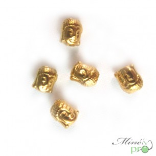 Tête de Bouddha en acier inoxydable plaqué or 11mm - lot de 5