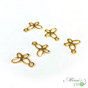 Papillon en acier inoxydable plaqué or 11mm - lot de 10