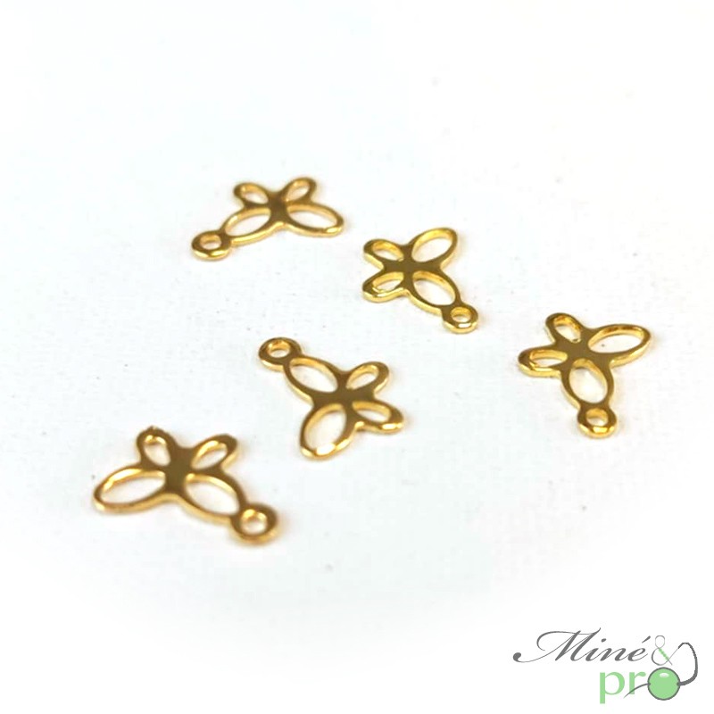 Papillon en acier inoxydable plaqué or 11mm - lot de 10 Papillon en acier inoxydable plaqué or 11mm - lot de 10