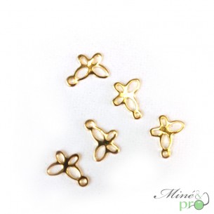 Papillon en acier inoxydable plaqué or 11mm - lot de 10