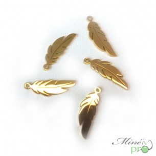 Plume en acier inoxydable plaqué or 20mm - lot de 5