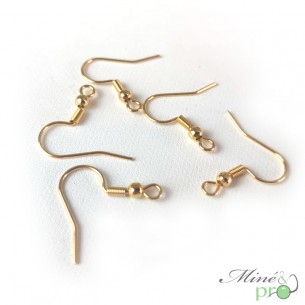 Crochets à boucles d'oreilles en acier inoxydable plaqué or - lot de 30