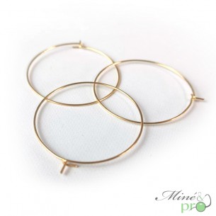 Créoles à boucles d'oreilles en acier inoxydable plaqué or 35mm - lot de 10