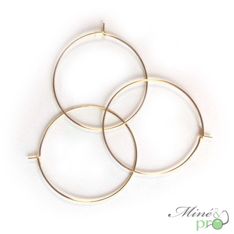 Créoles à boucles d'oreilles en acier inoxydable plaqué or 35mm - lot de 10 Créoles à boucles d'oreilles en acier inoxydable plaqué or 35mm - lot de 10