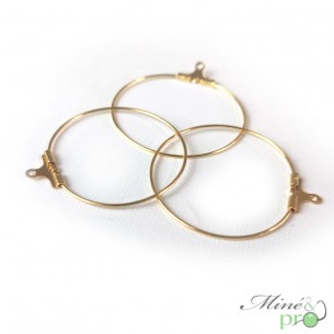 Créoles à boucles d'oreilles en acier inoxydable plaqué or 30mm - lot de 10
