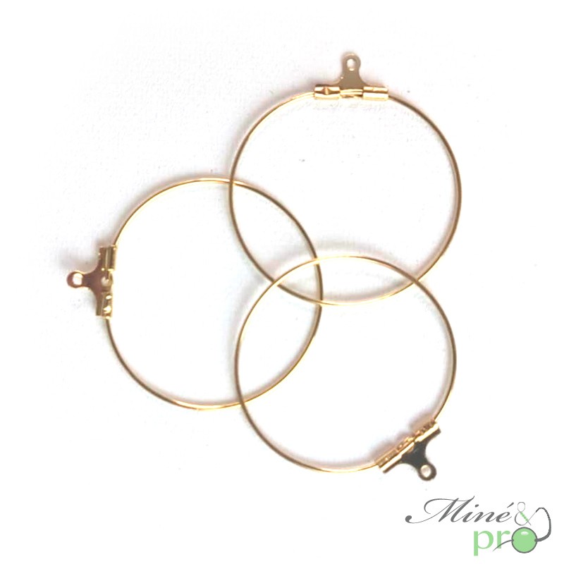 Créoles à boucles d'oreilles en acier inoxydable plaqué or 30mm - lot de 10 Créoles à boucles d'oreilles en acier inoxydable plaqué or 30mm - lot de 10