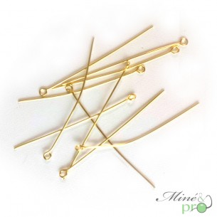 Clous à boucles d'oreilles "oeillet" en acier inoxydable plaqué or 50mm - lot de 30