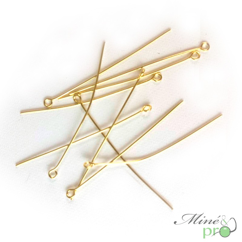 Clous à boucles d'oreilles "oeillet" en acier inoxydable plaqué or 50mm - lot de 30 Clous à boucles d'oreilles "oeillet" en acier inoxydable plaqué or 50mm - lot de 30