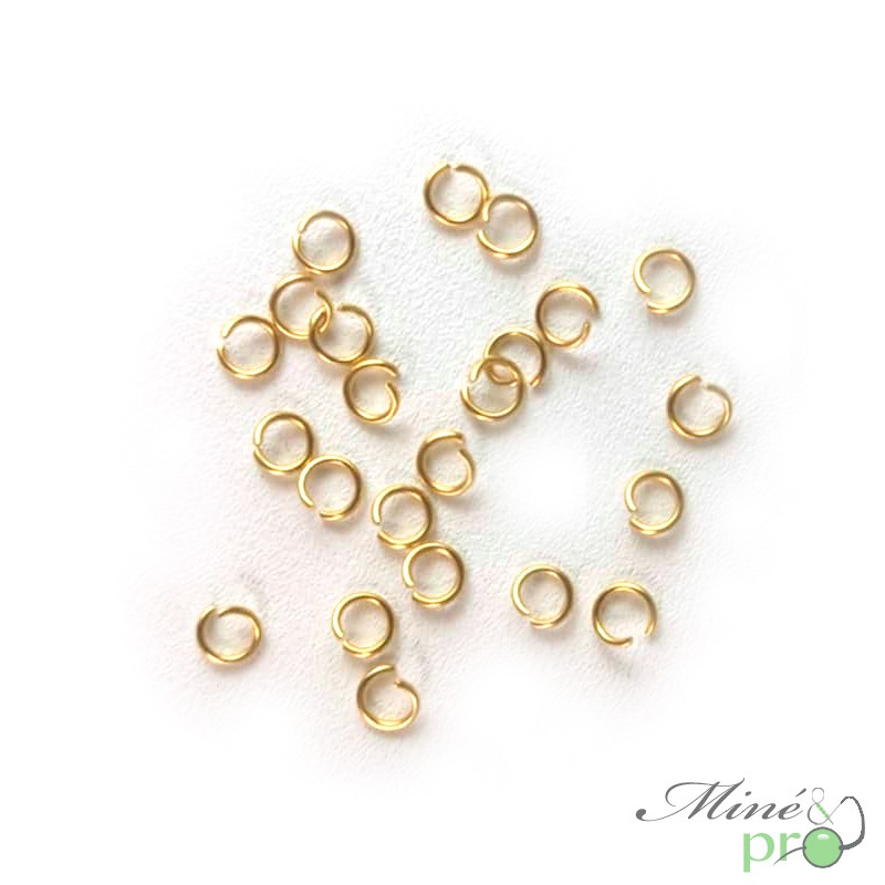 Anneaux ouverts en acier inoxydable plaqué or 4mm - lot de 50 Anneaux ouverts en acier inoxydable plaqué or 4mm - lot de 50