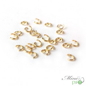 Anneaux ouverts en acier inoxydable plaqué or 4mm - lot de 50