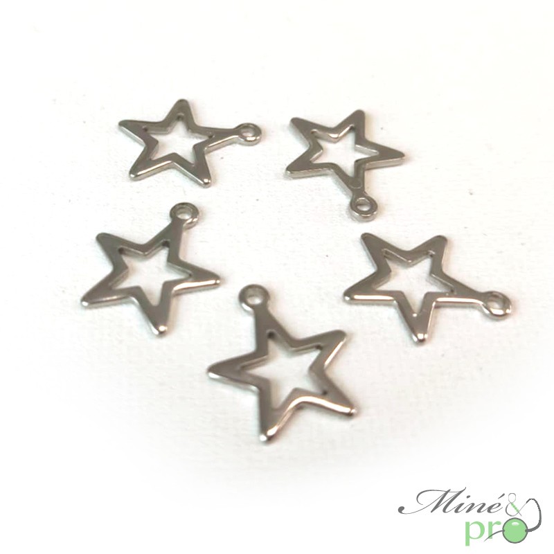 Etoile en acier inoxydable 14mm - lot de 10 Etoile en acier inoxydable 14mm - lot de 10