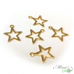 Etoile en acier inoxydable plaqué or 14mm - lot de 10