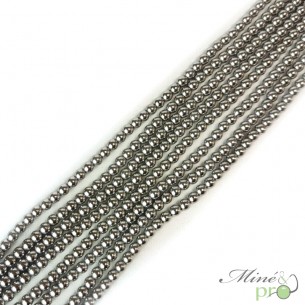 Hématite argentée A en perles rondes 4mm - fil complet