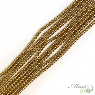 Hématite dorée A en perles rondes 4mm - fil complet