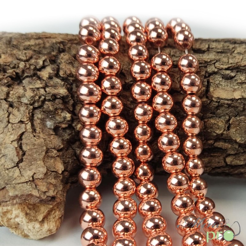 Hématite rose A en perles rondes 8mm - fil complet