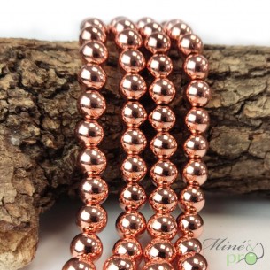 Hématite rose A en perles rondes 10mm - fil complet