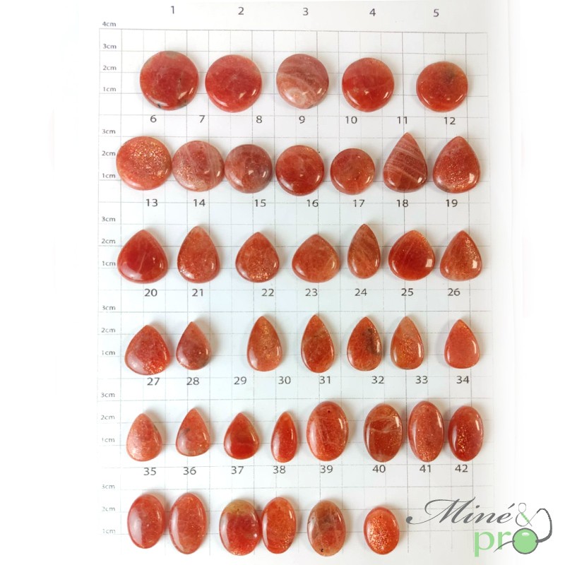 Pierre de soleil extra - cabochons percés