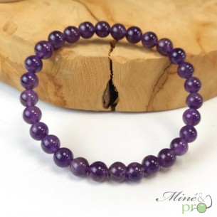 Bracelet Amethyste A en perles 6mm
