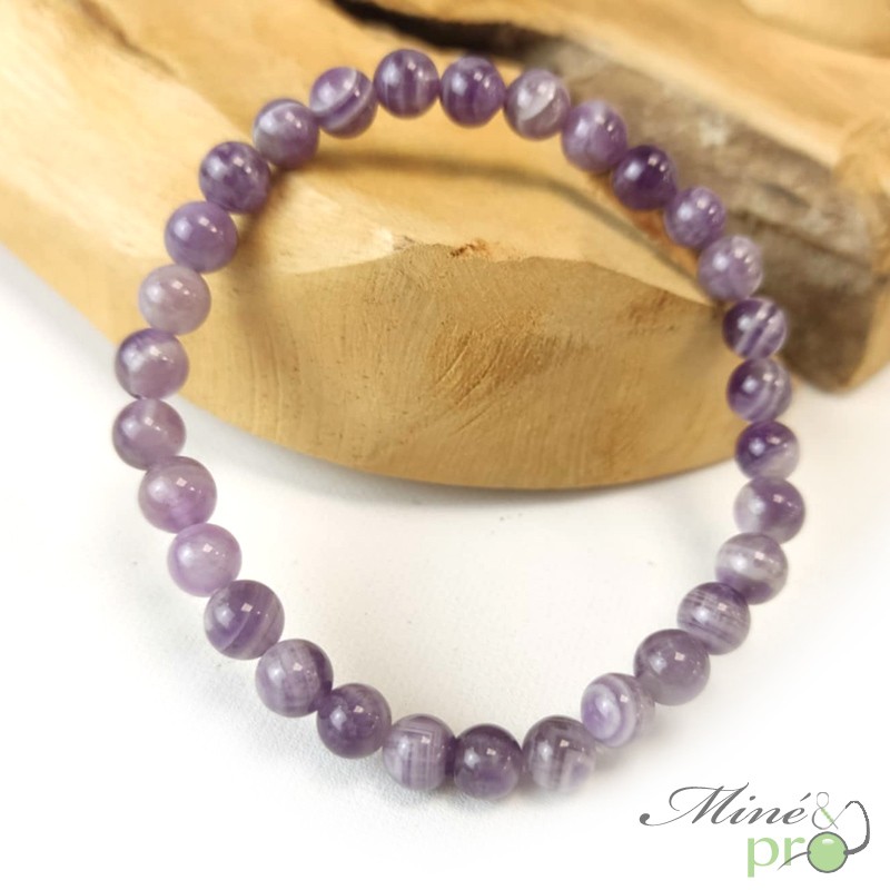 Bracelet Amethyste chevron A en perles 6mm