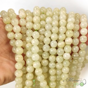 Calcite verte A en perles rondes 8mm - fil complet