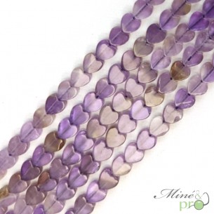 Amethyste en perles plates "coeur" 6mm - fil complet