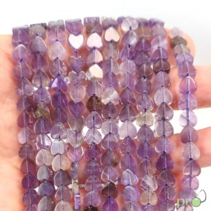 Amethyste en perles plates "coeur" 6mm - fil complet