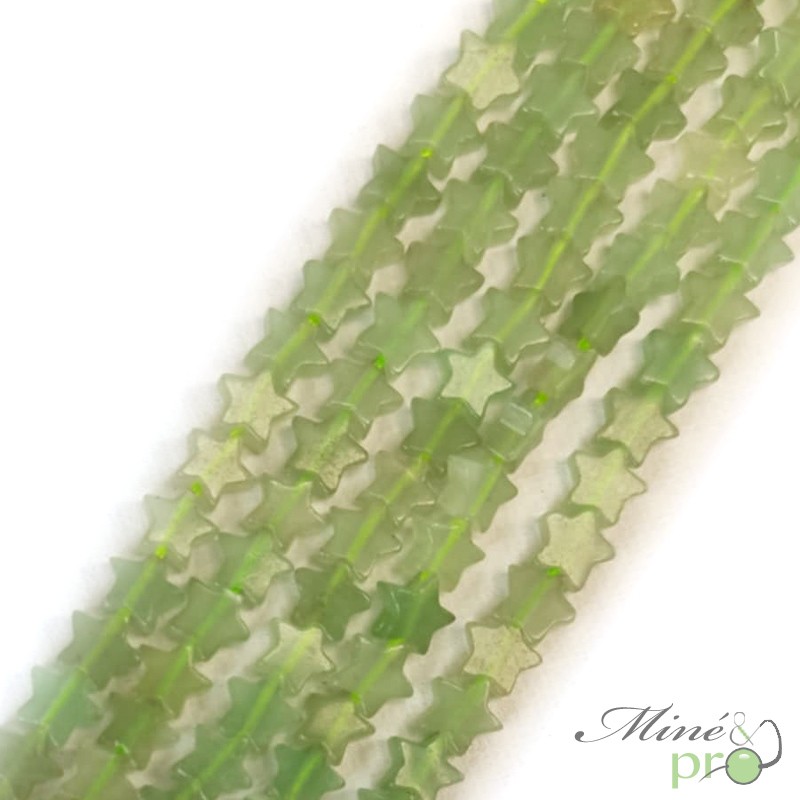 Aventurine verte en perles plates "étoile" 6mm - fil complet Aventurine verte en perles plates "étoile" 6mm - fil complet