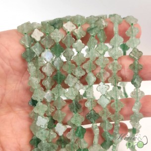 Aventurine verte en perles plates "trèfle" 7mm - fil complet
